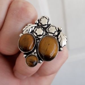 New Tiger Eye 925 Silver Ring.